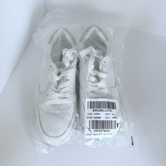 NWOB Madewell Women's Lace Up Court Sneakers in White Leather Size 8 - Picture 5 of 15
